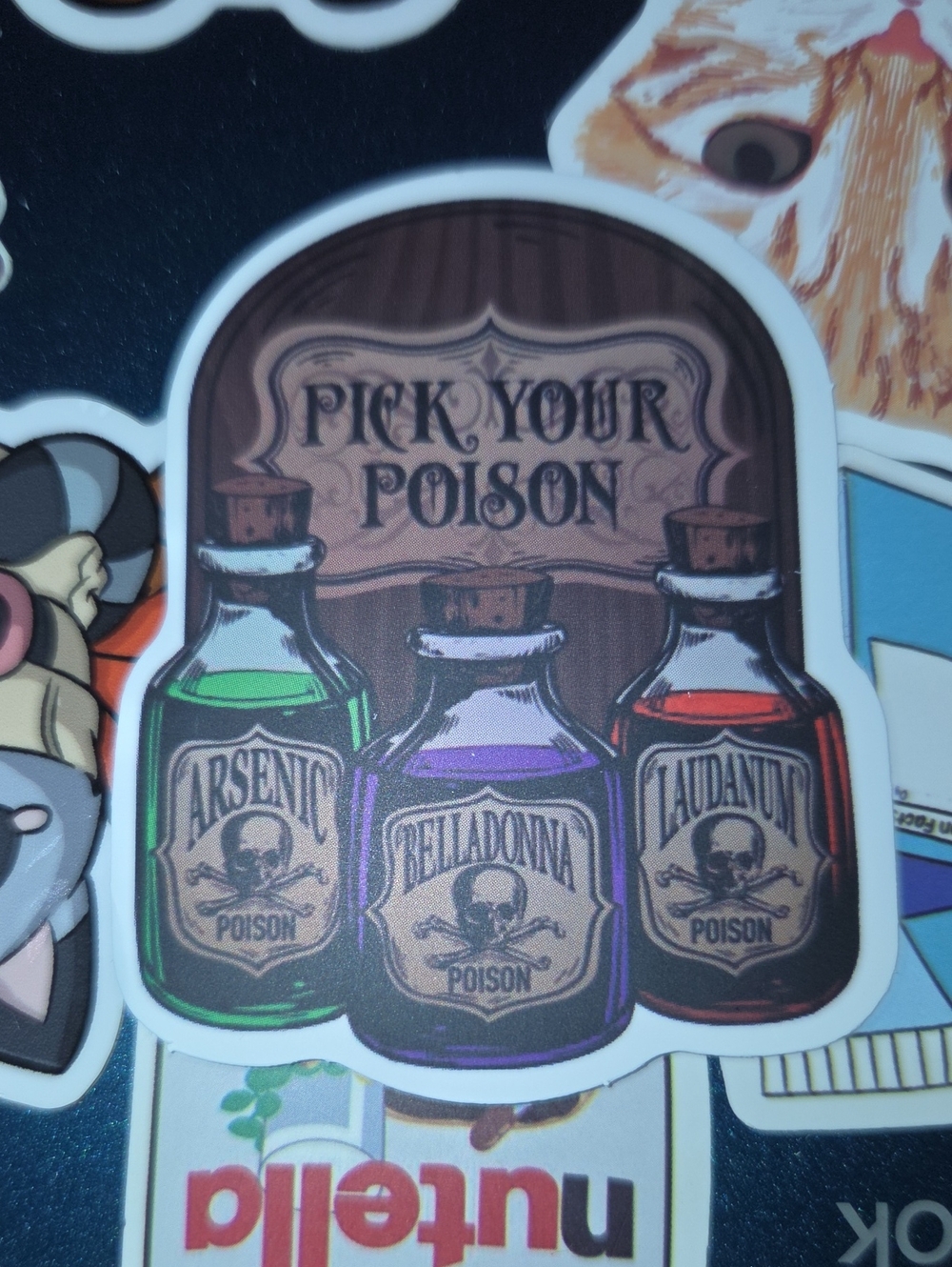 Pick Your Poison Halloween Sticker - Green, Purple, Red Bottles